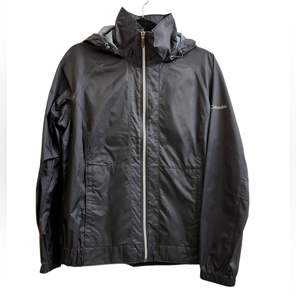 Columbia Black Hooded Windbreaker Rain Jacket | M